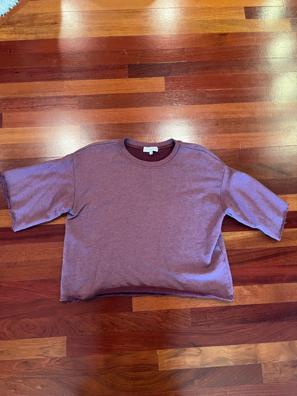 Michael Stars Maroon Sweatshirt Top with distressed sleeves XS Oversized
